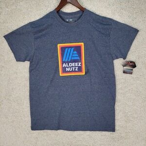 ALDEEZ NUTZ Shirt Men's Large Gray Heather‎ Made in Texas USA Okey Designs NEW